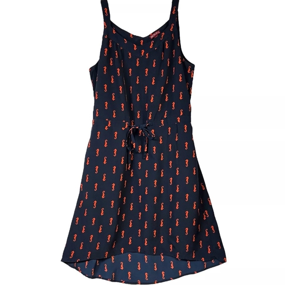 Merona Navy & Coral Seahorse High Low Sundress with Pockets